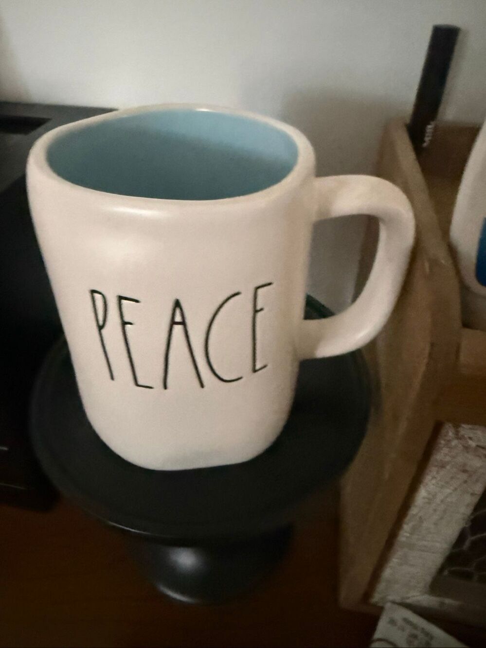 Rae Dunn Artisan Collection By Magenta Coffee Tea Mug Peace Blue Inside